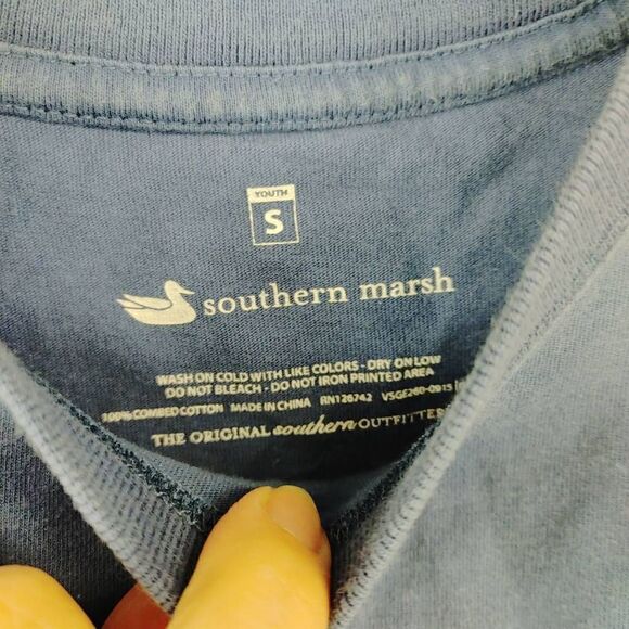 Southern Marsh River Routes Blue Graphic Tee Georgia Alabama Size Youth Small Fi - Picture 5 of 7